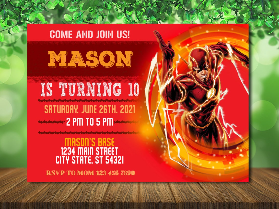 The Flash Invitation Flash Birthday Invitation the Flash | Etsy
