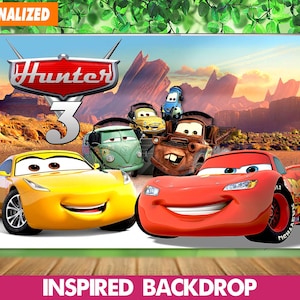 Cars Backdrop, Cars Mcqueen Birthday Decoration, Lightning Mcqueen Party Decorations, Personalized, Digital File