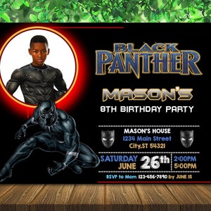 Faire-part Black Panther - Faire-part d'anniversaire Black Panther avec photo - Faire-part numérique Black Panther - Faire-part super-héros
