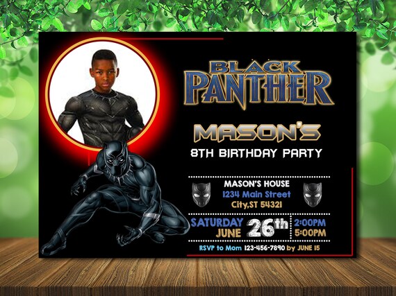 Black Panther Birthday Party Invitations Free Printable Marvel Black 