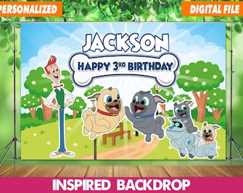 Personalized Puppy Dog Pals Birthday Banner, Kids Party Decor (Digital File)