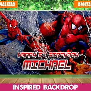 Spiderman Backdrop, Spiderman Birthday Banner, Birthday Decorations, Personalized,  Printable, Digital File