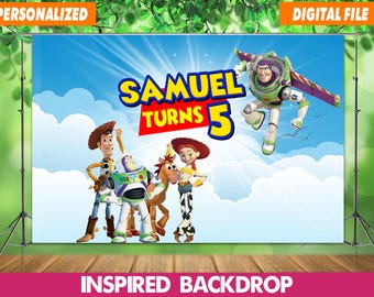 Personalized Toy Story Birthday Backdrop: Boys Party Decoration (Digital File)