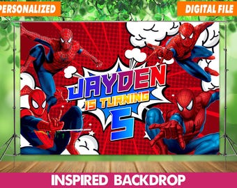 Fondo de superhéroes, decoración de cumpleaños de Spiderman, decoración para fiestas infantiles, personalizado, archivo digital
