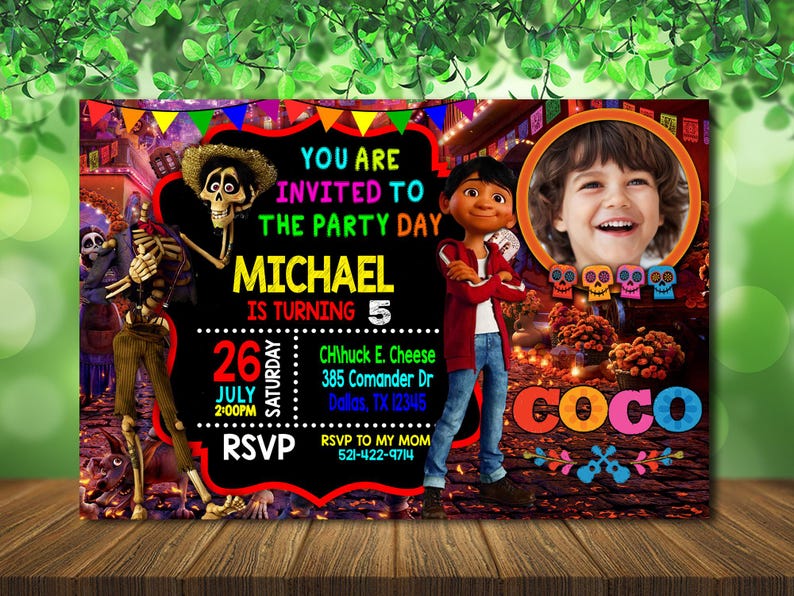 Coco Birthday Invitation With Photo - Personalized Digital Invite ...