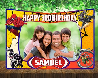 Marco para fotomatón de Spiderman - Decoración para fiesta de cumpleaños de Spiderman - Personalizado - Archivo digital