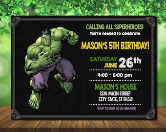 Hulk Birthday Invitation: Personalized Superhero Party (Digital File)
