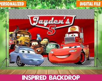 Custom Lightning Mcqueen Birthday Backdrop: Cars Personalized Kids Party Decor (Digital File 60x40")