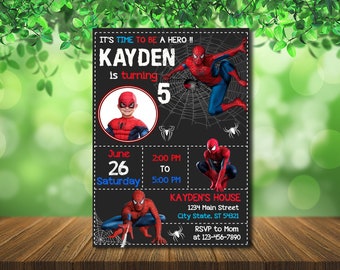 Spiderman Birthday Invitation with Photo (Digital File)
