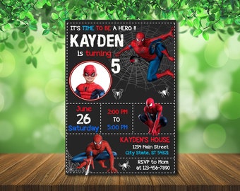 Spiderman Digital Invite - Spiderman Invitation With Photo - Spiderman Birthday Party - Superhero Invitations - Digital File LD019