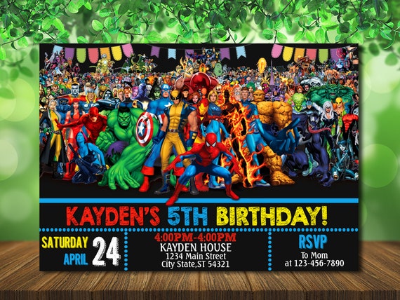 Marvel Avengers Birthday Invite Avengers Invitation | Etsy