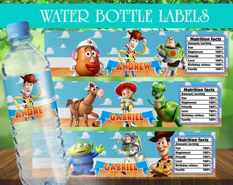 Toy Story Birthday Water Bottle Labels: Personalized Party Favors (Digital File)