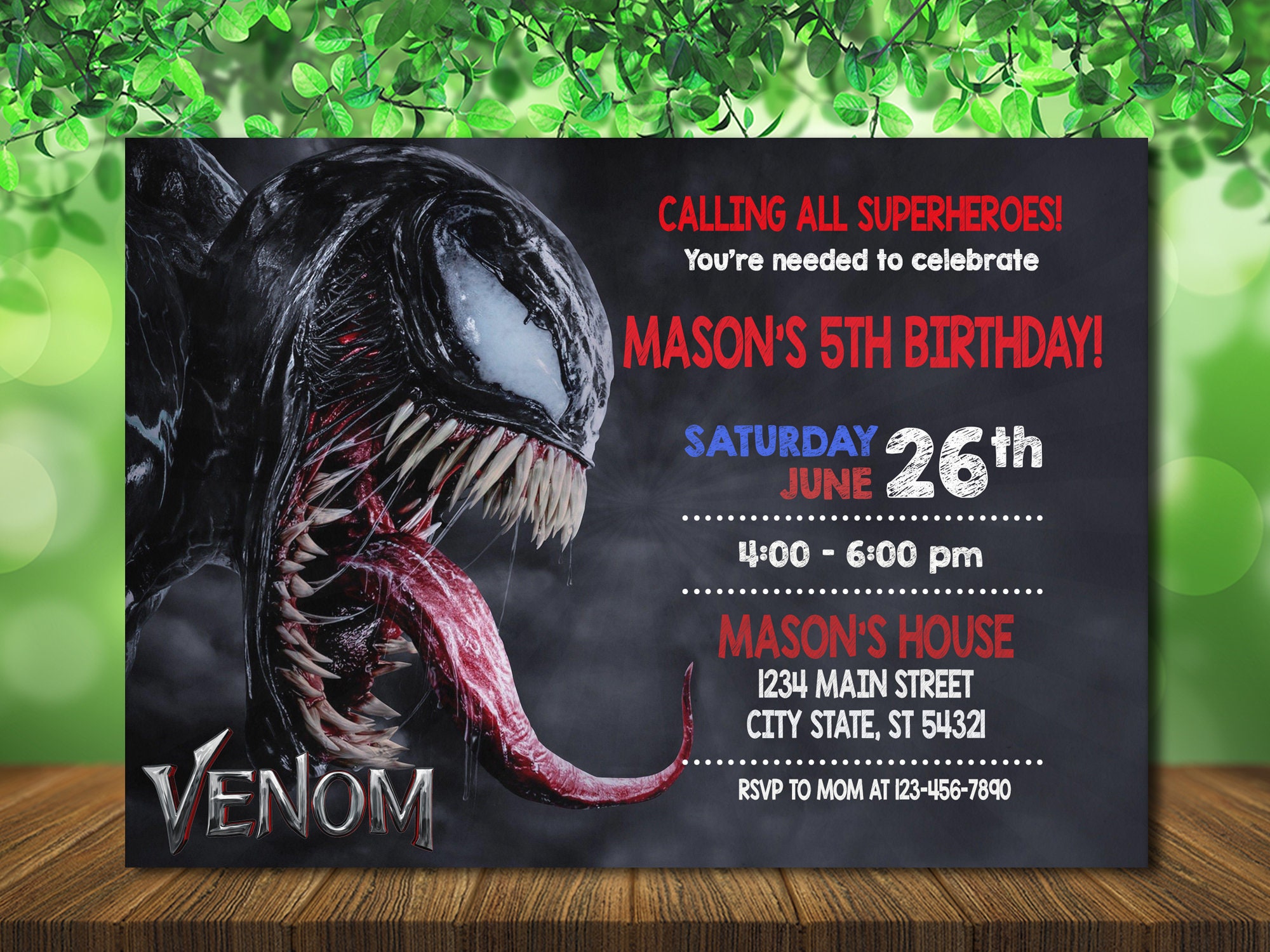 Venom Thème Décoration de fête Set Garçon Super-héros Fête d'anniversaire  Halloween Drapeau Tirer carte de gâteau Insertion de ballons en latex