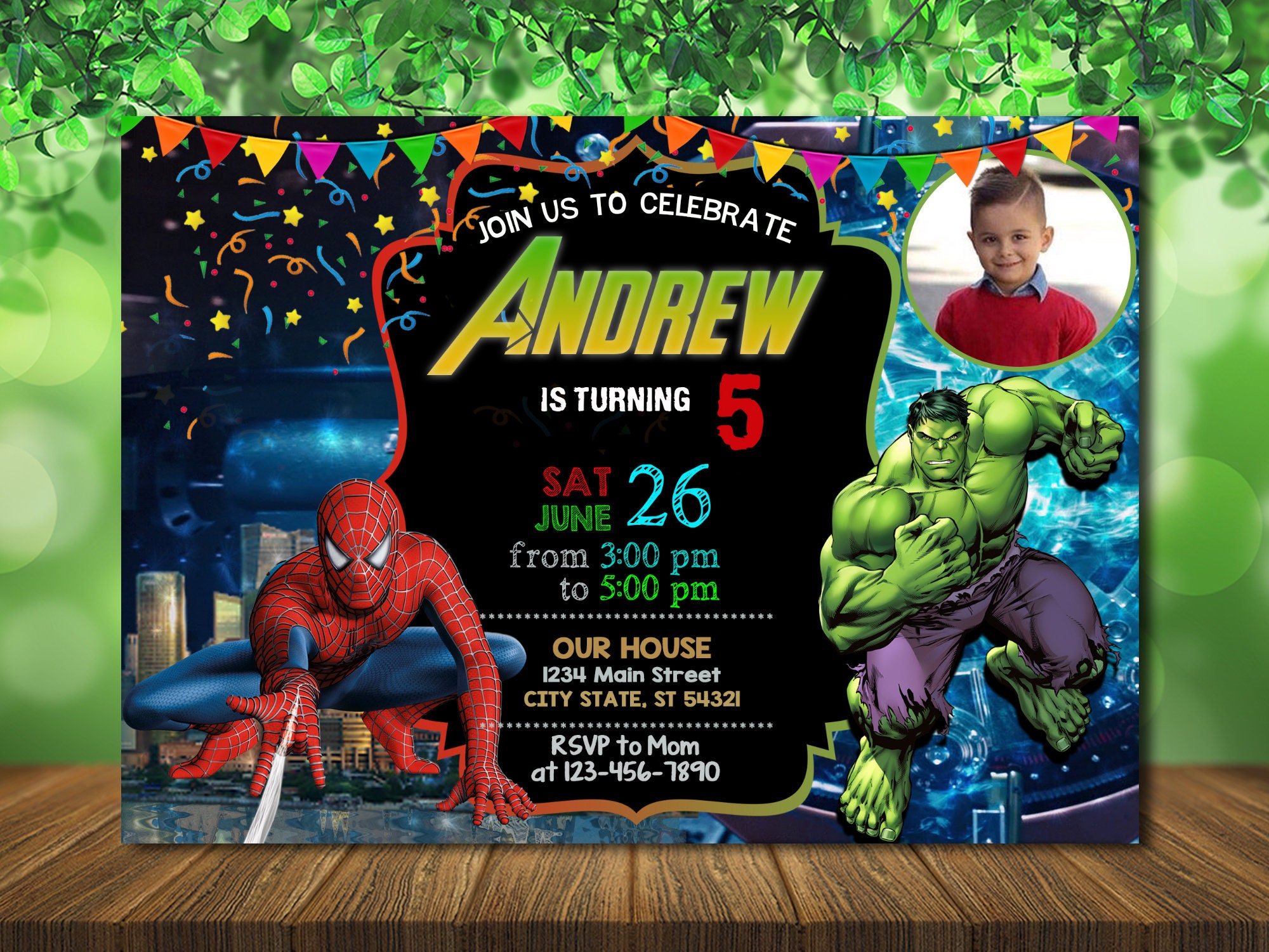 Spiderman and Hulk Birthday Invitation With Photo Dual - Etsy