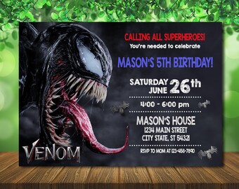 Venom Birthday Invitation: Superhero Party (Digital File)