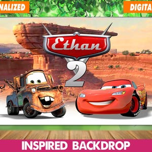 Cars Backdrop, Cars Banner, Mcqueen and Maters Geburtstagsdekoration, Lightning Mcqueen Partydekoration, personalisiert, Digitale Datei