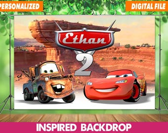 Personalized Cars Birthday Backdrop: Lightning McQueen Party Decor (Digital File)