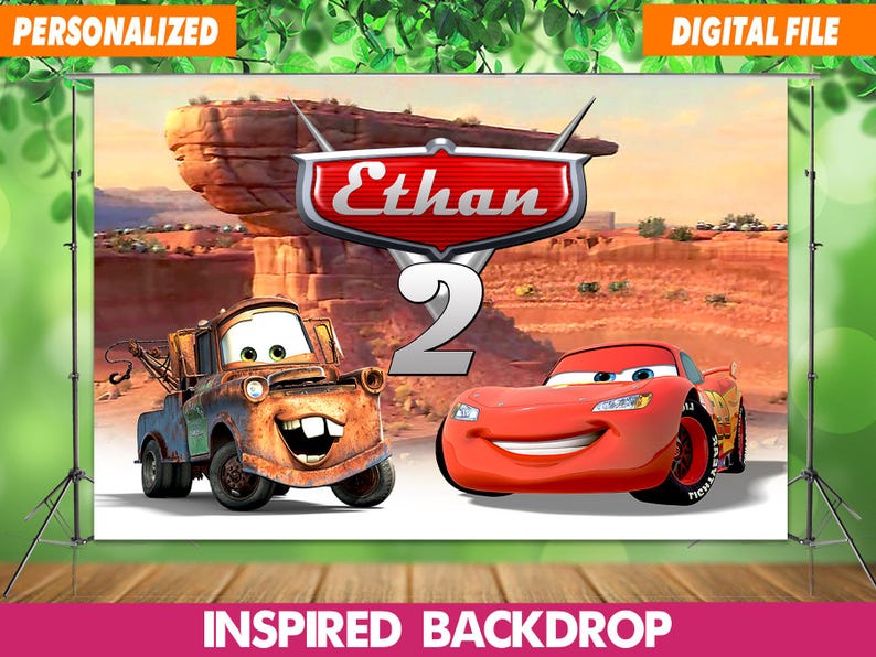 Personalized Cars Birthday Backdrop: Lightning Mcqueen Party Decor ...