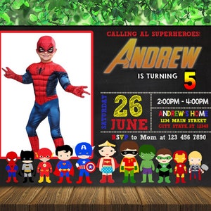 Superhero Birthday Invitation With Photo - Superhero Birthday Party - Superhero Digital Invitation - Birthday Invitation - Digital File