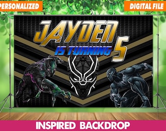 Personalized Black Panther Birthday Backdrop: Superhero Party (Digital File)