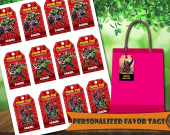 Avengers Thank You Tags: Superhero Birthday Party Favors (Digital Download)