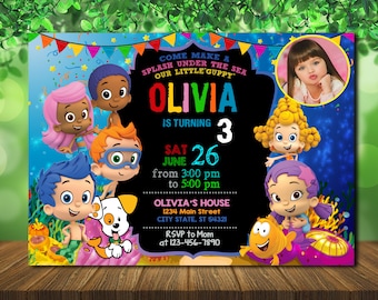 Bubble Guppies Birthday Invitation with Photo (Digital File)