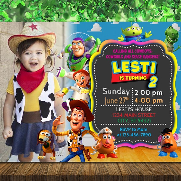 Toy Story Invitation  With Photo - Toy Story Birthday Party Invitations - Birthday Invitation - Personalized - Digital File LD026