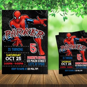Spiderman Birthday Invitation: Superhero Party, Personalized Digital File