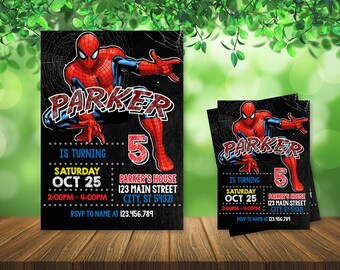 Spiderman Birthday Invitation: Superhero Party, Personalized Digital File