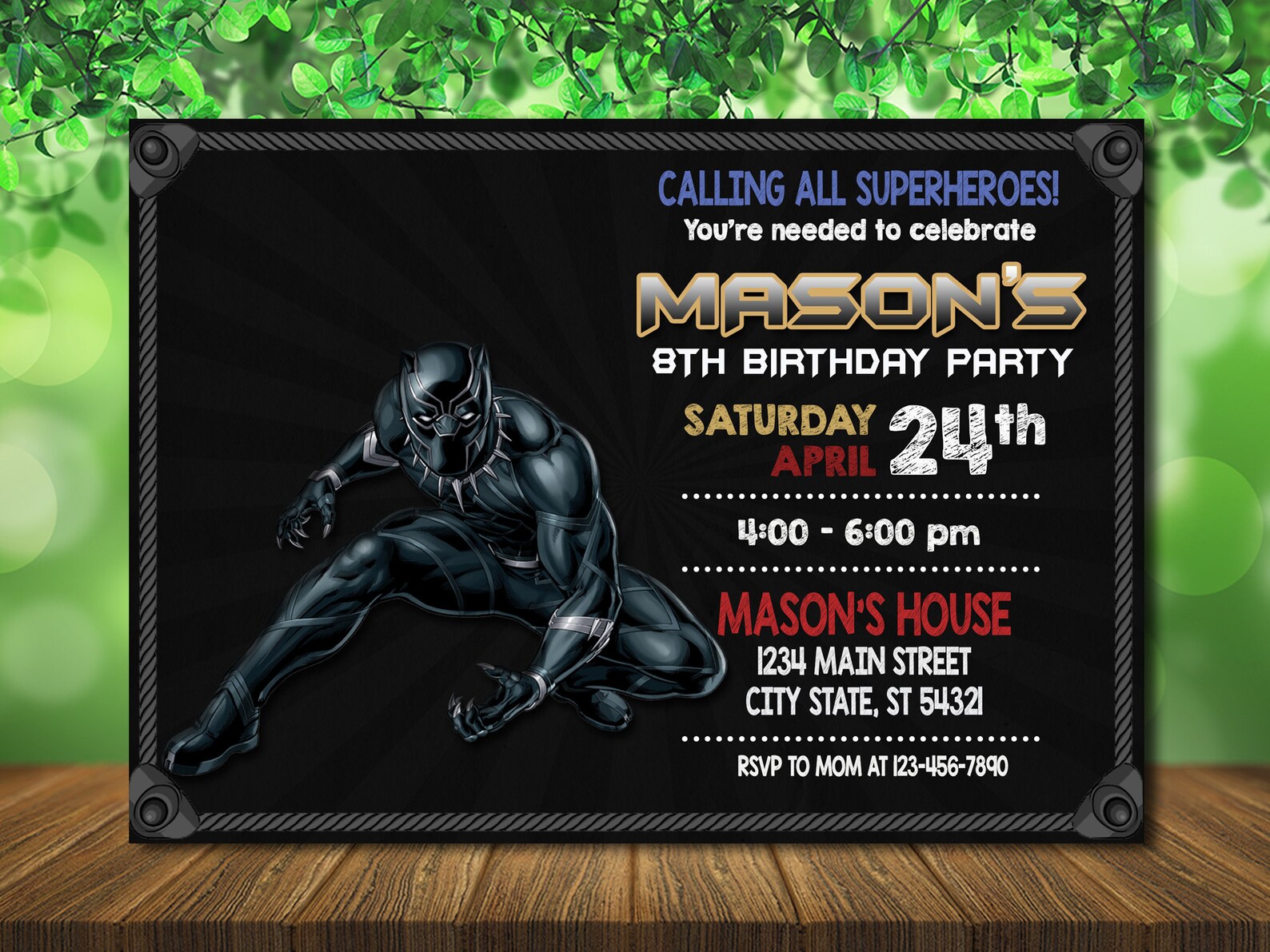 Black Panther Birthday Invite Black Panther Invitation | Etsy