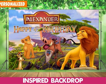 Personalized Lion King Birthday Backdrop Banner (Digital File)