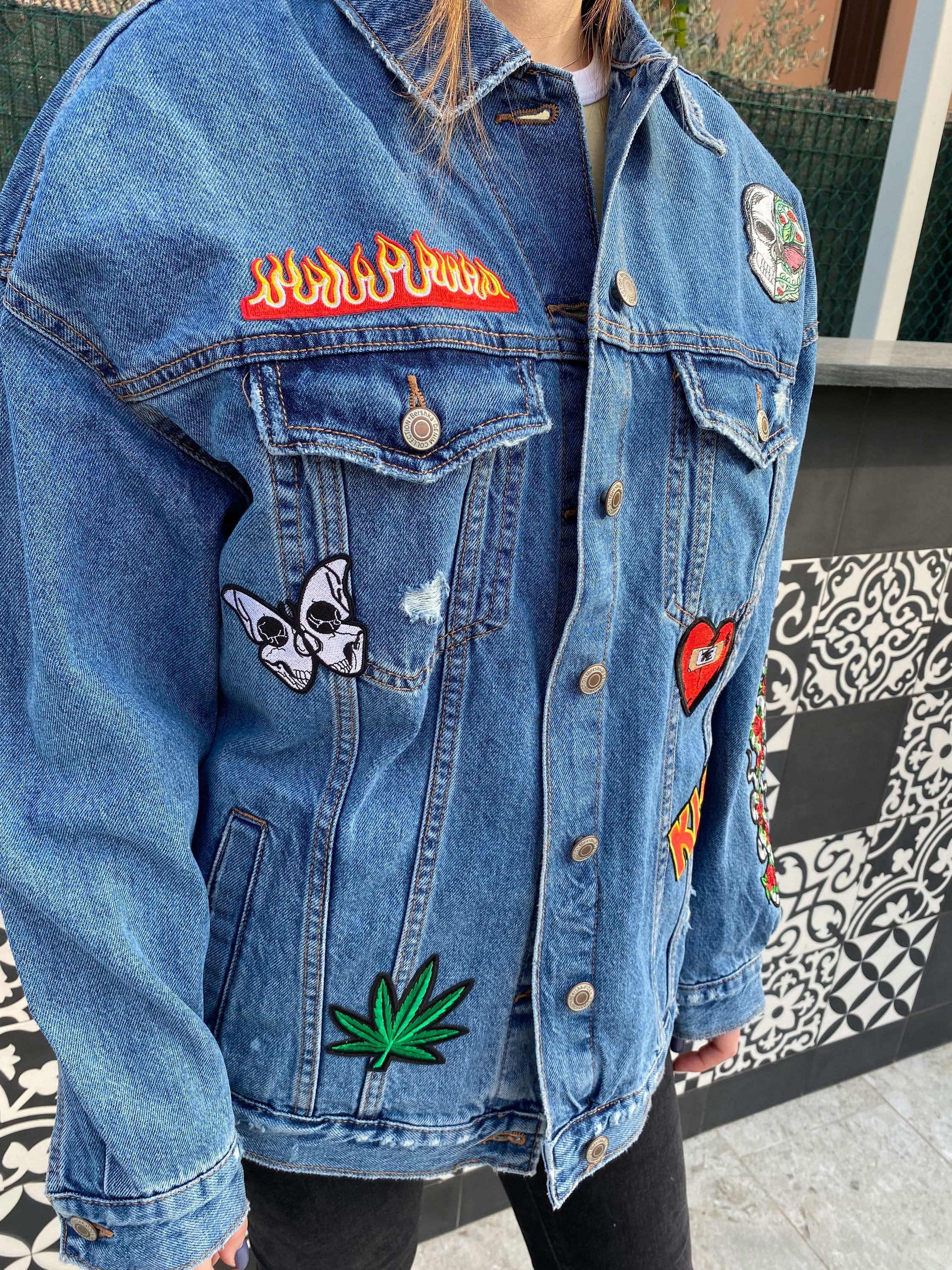 ガンズ・アンド・ローゼズのパッチ付きデニムジャケット、ヴィンテージ