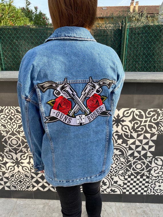 Guns N Roses Patched Denim Jacket Vintage Rock Music Band 