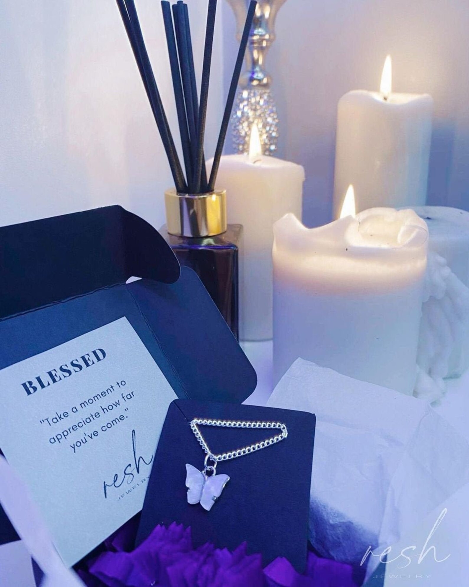 Winter White Butterfly Necklace