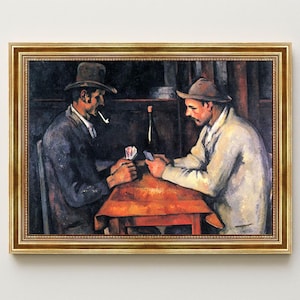 Die Kartenspieler von Paul Cézanne Bild mit Rahmen in Gold  - Wandbild mit klassischem Gemaelde als Kunstdruck