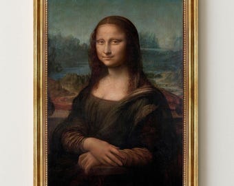 Mona Lisa von Leonardo Da Vinci Bild mit Rahmen in Gold  - Wandbild mit klassischem Gemälde als Kunstdruck