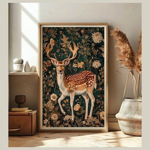 Junges Reh im Wald Kunstdruck Poster Bild zum Einrahmen Wandkunst für Wohnzimmer oder Schlafzimmer