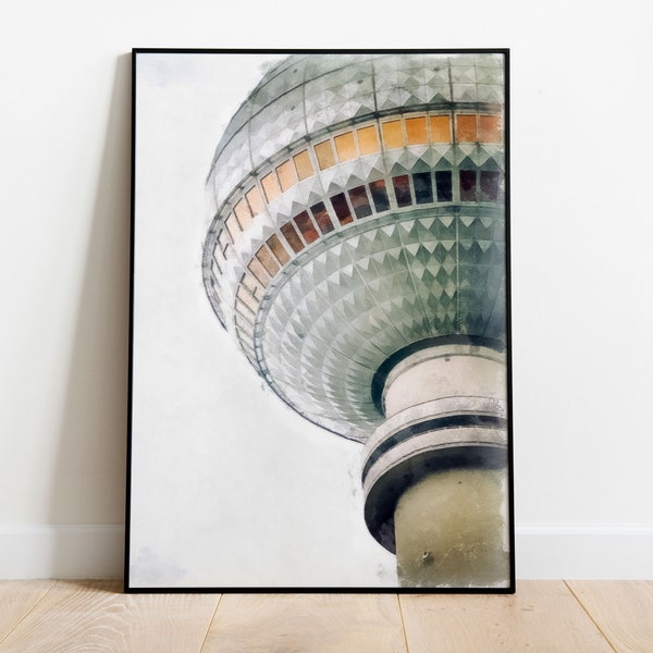 Kunstbild Berliner Fernsehturm - Poster Premium Matt Papier zum einrahmen. Geschenk für Berliner Touristen und Freunde der Stadt