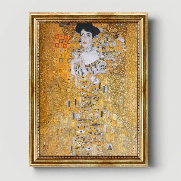 Gustav Klimt Bildnis Adele Bloch Bauer Leinwand Bild mit Goldrahmen Wanddekoration