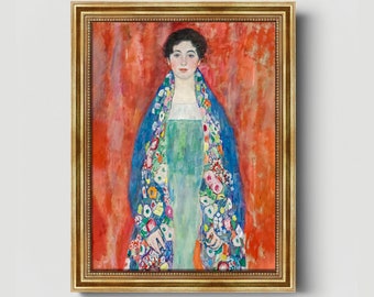 Gustav Klimt “Portret van Fräulein Lieser” canvas foto met gouden lijst