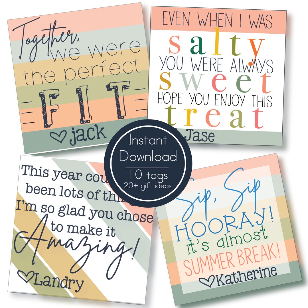 Printable Teacher Appreciation Gift Tags / Editable Instant Download - Etsy