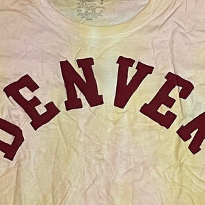 COLLEGE TAILGATE - university of Denver (uDenver) gold and red hand tie dyed trendy oversized tee - size MEDIUM