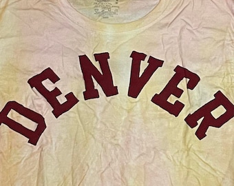 COLLEGE TAILGATE - university of Denver (uDenver) gold and red hand tie dyed trendy oversized tee - size MEDIUM