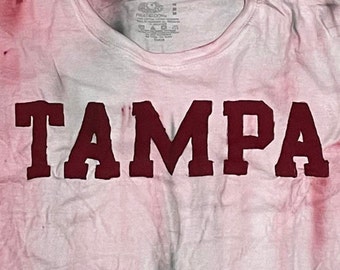 COLLEGE TAILGATE - university of tampa (uTampa) black and red hand tie dyed trendy oversized tee - size MEDIUM