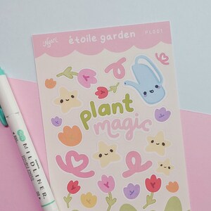 Pastel Tuin Planner Stickers, Kawaii Bloemen, Leuke Lente / Zomer Sticker Sheet, Bullet Journal Stickers, Planner Stickers