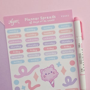 Kawaii Monthly Planner Kit, Pastel Pink Planner Stickers, Cotton Candy Planner Stickers, Bullet Journaling, Planner Stickers
