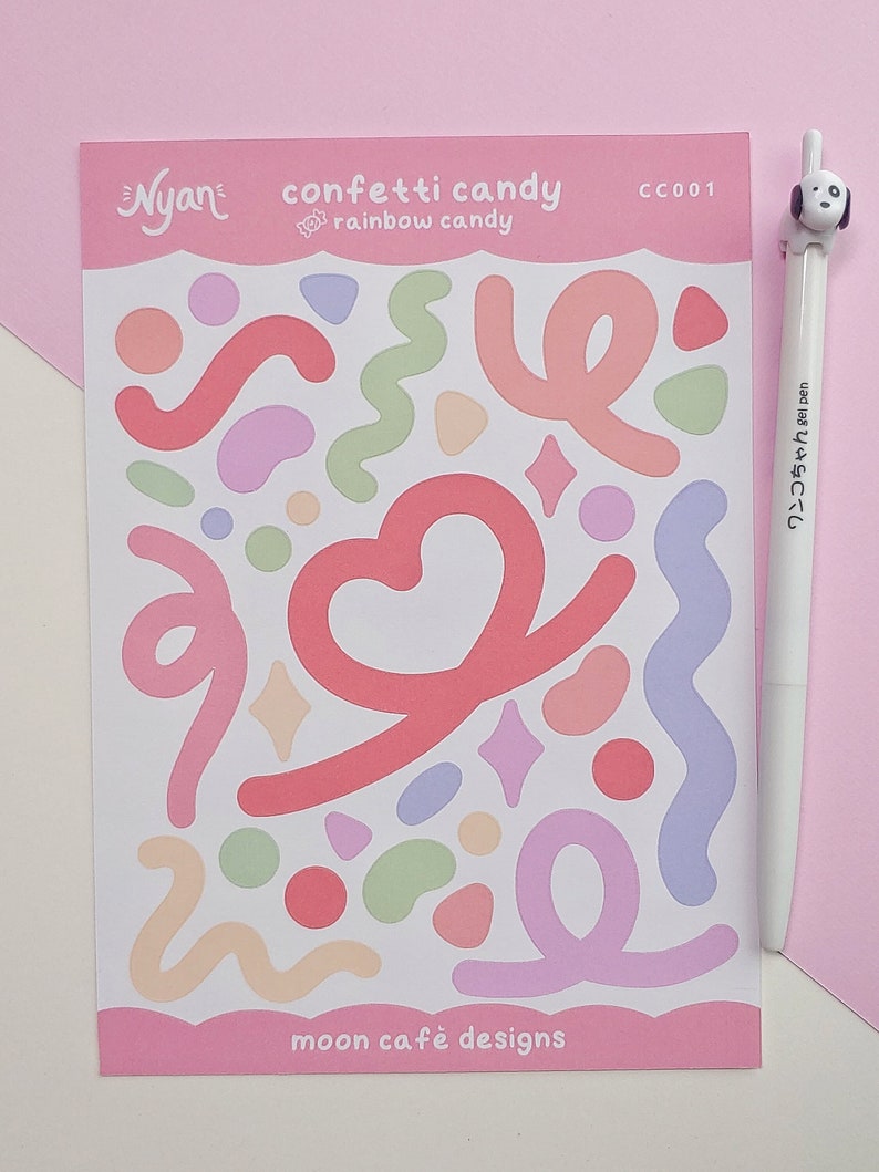 Rainbow Candy Confetti Stickers, Confetti Polo Deco Planner Stickers ...