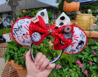 REVERSIBLE Cruella Inspired Mouse Ears, 101 Dalmation Inspired Mouse Ears, Minnie Ears