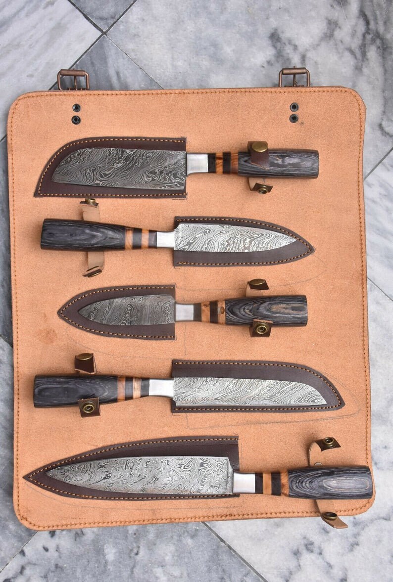 High Quality Custom Made chef knife Set 5PCs Chef set in Etsy