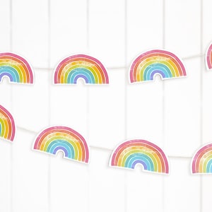 Printable Rainbow Garland, Instant Download Colourful Banner, Baby Shower Garland, Rainbow Party, Digital Birthday Bunting